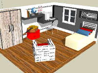 Sketchup thiết kế nội thất phòng ngủ 3d
