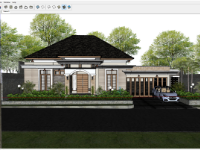 SU SketchUp Phối cảnh ngoại thất biệt thự nhà vườn