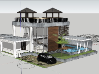 Tải free mẫu biệt thự 2 tầng dựng sketchup