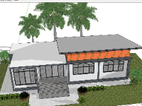 file sketchup 1 tầng,sketchup nhà phố 1 tầng,nhà phố 1 tầng file sketchup