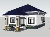 mẫu nhà 1 tầng,file sketchup nhà phố 1 tầng,model su nhà phố 1 tầng