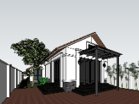 nhà cấp 4 sketchup,sketchup nhà cấp 4,model su nhà cấp 4,file sketchup nhà cấp 4