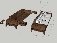 Tải model sketchup bàn ghế sofa phòng khách gỗ đồng gia