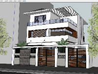 Tải model sketchup biệt thự 3 tầng diện tích 12x16m