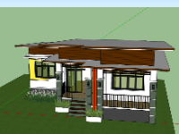 Tải model sketchup nhà 1 tầng mái vát 10x12.6m