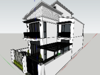 model sketchup nhà phố 3 tầng,file su nhà phố 2 tầng 1 tum,model su nhà phố 3 tầng