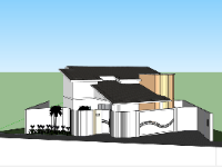 Tải model sketchup nhà ở hiện đại kích thước 18.5x23m
