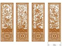 Thiết kế 2d cổng cnc 4 cánh tùng cúc trúc mai