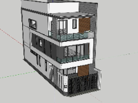 Thiết kế 3d sketchup nhà phố 3 tầng 5.5x17m