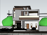 Thiết kế 3d su mẫu nhà phố hiện đại 2 tầng