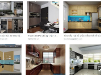 Thiết kế 3DMAX Mô hình nội thất tủ và bàn phòng bếp