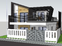 biệt thự 2 tầng,biệt thự sketchup,Thiết kế biệt thự 2 tầng