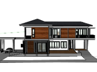 Thiết kế Biệt thự 2 tầng 20x14m model sketchup