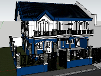 Thiết kế biệt thự 2 tầng file sketchup hiện đại