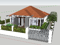 Thiết kế biệt thự 1 tầng,sketchup biệt thự 1 tầng,phối cảnh biệt thự 1tầng,model su biệt thự 1 tầng