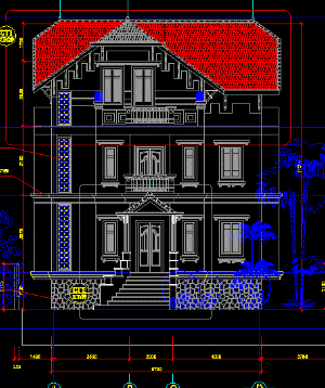 Thiết kế cad kiến trúc Mẫu biệt thự phố 3 tầng và 1 tầng hầm