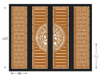 Thiết kế cnc cổng 4 cánh trống đồng kết hợp bông tuyết