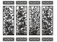 Thiết kế cổng cnc 4 cánh tùng cúc trúc mai