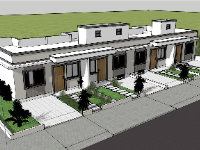 Thiết kế dãy nhà ở 1 tầng model sketchup