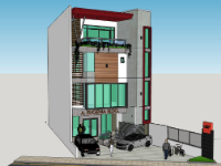 Thiết kế dựng Nhà phố 4 tầng 9x22m sketchup