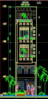 Thiết kế kiến trúc + điện nước nhà 4 tầng kích thước 2,8x13m