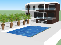 mặt tiền villa 2 tầng,villa đẹp,model sketchup villa 2 tầng