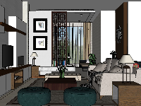 Thiết kế mẫu 3d sketchup nội thất phòng khách