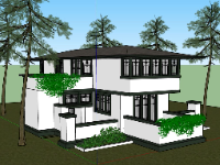 biệt thự 2 tầng,sketchup biệt thự 2 tầng,model su biệt thự 2 tầng