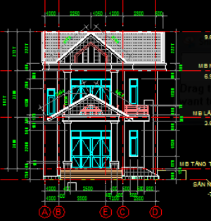 Biệt thự 13.5x10.5m,biệt thự mái thái,biệt thự 2 tầng,bản vẽ biệt thự 2 tầng