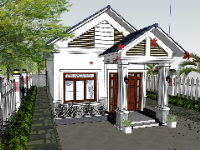 bản vẽ su nhà 1 tầng,sketchup nhà 1 tầng,model su nhà 1 tầng