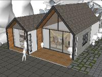 nhà sketchup,nhà chóp,model su nhà chóp