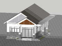 Thiết kế mẫu nhà phố 1 tầng model sketchup