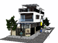 Thiết kế mẫu nhà phố 2 tầng 1 tum 6.2x17.3m file su