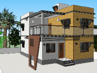 Thiết kế mẫu nhà phố 2 tầng 7.5x12m file su