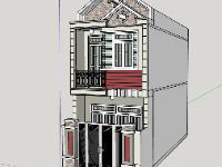 mẫu nhà phố 2 tầng,mẫu nhà 2 tầng,sketchup nhà phố 2 tầng