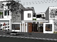 Thiết kế mẫu nhà phố 2 tầng mới nhất 3d su