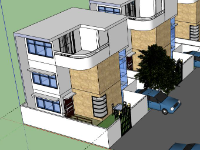 Thiết kế mẫu Nhà phố 3 tầng 8.4x9m model sketchup