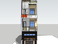 nhà phố 4 tầng,sketchup nhà phố 4 tầng,nhà phố 4 tầng file su