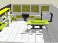 Thiết kế mẫu nội thất phòng bếp đẹp 3d