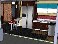 phòng bếp,Thiết kế nội thất,sketchup mẫu nội thất phòng bếp