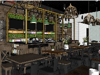 mẫu quán cafe,su quán cafe,sketchup quán cafe,model su quán cafe