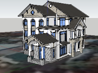Thiết kế mẫu sketchup biệt thự 3 tầng đẹp 2023