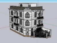 Thiết kế mẫu sketchup biệt thự 3 tầng model 3d