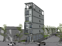 Thiết kế mẫu sketchup nhà phố 6 tầng 5x23m