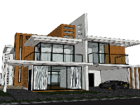 Thiết kế mẫu villa 2 tầng hiện đại 16x14.5m