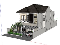 Thiết kế model nhà phố 2 tầng thiết kế sketchup đẹp