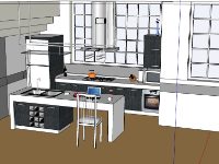 Thiết kế model skecthup nội thất bếp 2021