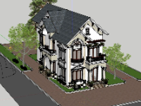 Thiết kế model  sketchup biệt thự 2 tầng