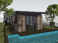 Thiết kế model sketchup biệt thự 2 tầng đẹp hiện đại