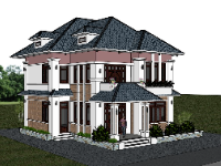 Thiết kế model sketchup biệt thự 2 tầng đẹp nhất